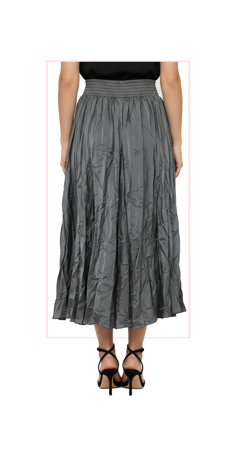 T-2132:  Crinkle Maxi Skirt