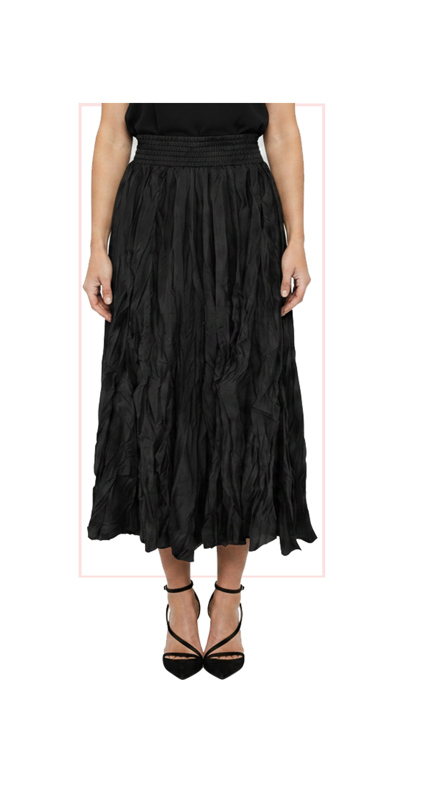 T-2132:  Crinkle Maxi Skirt