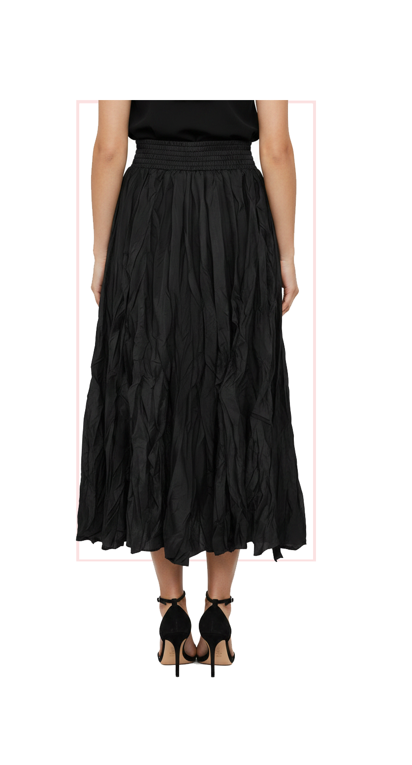 T-2132:  Crinkle Maxi Skirt