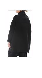 TF-4735: Black Contrast-Stitch Hooded  Coat