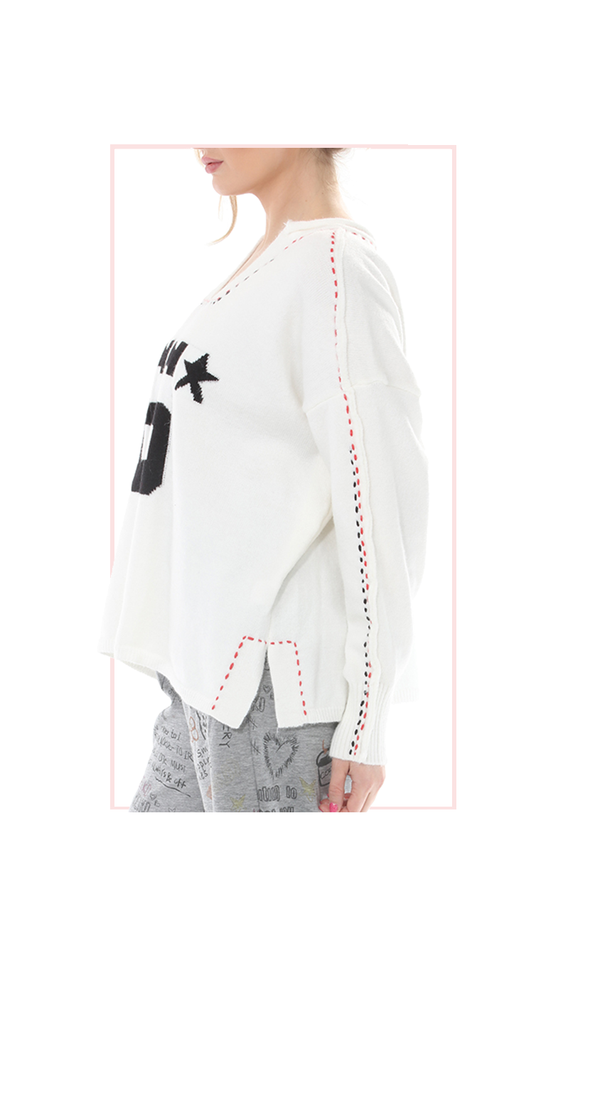 TF-5743: "66" Varsity Knit Sweater
