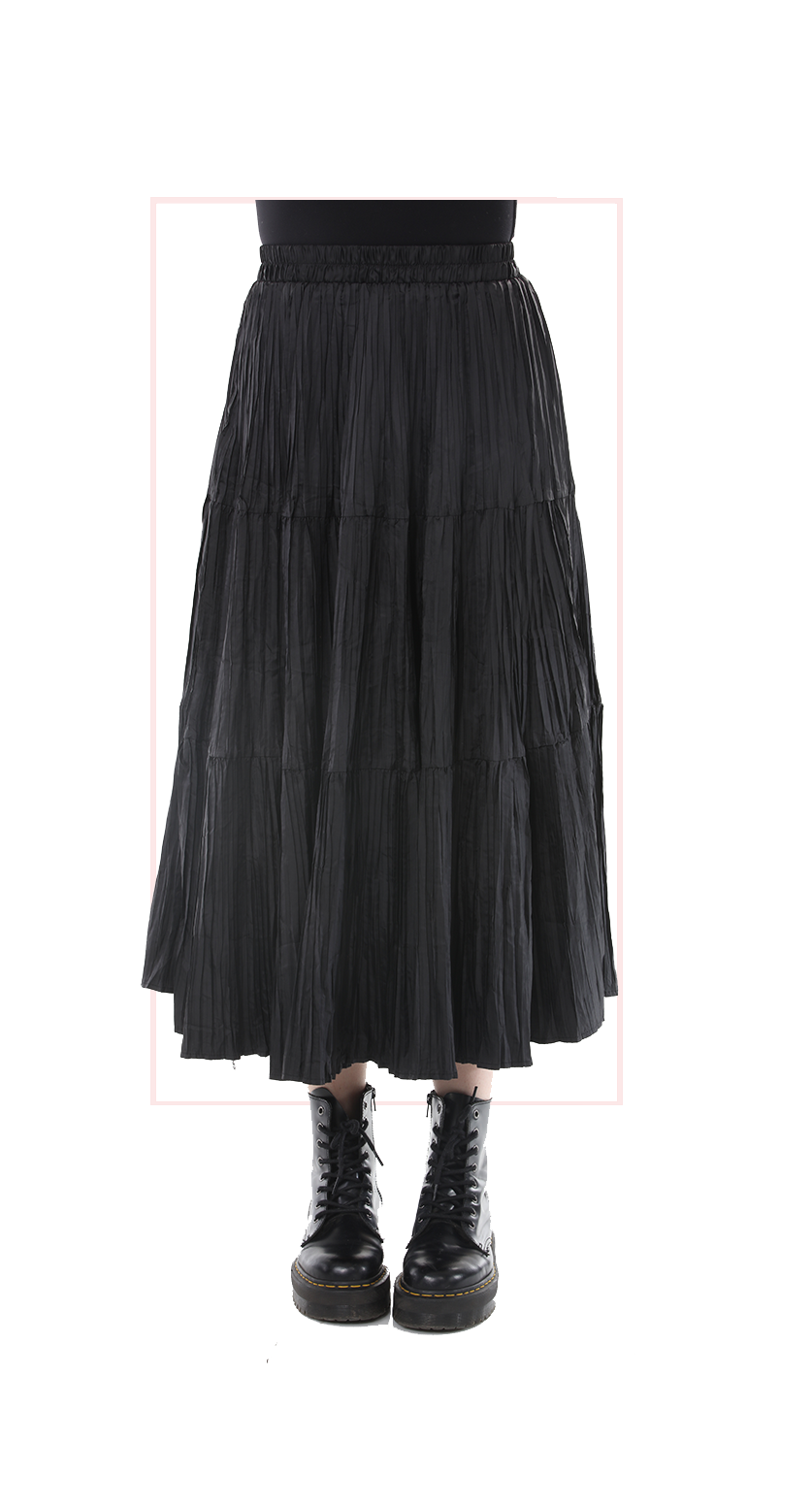 TF-7138: Tiered Crinkle Maxi Skirt