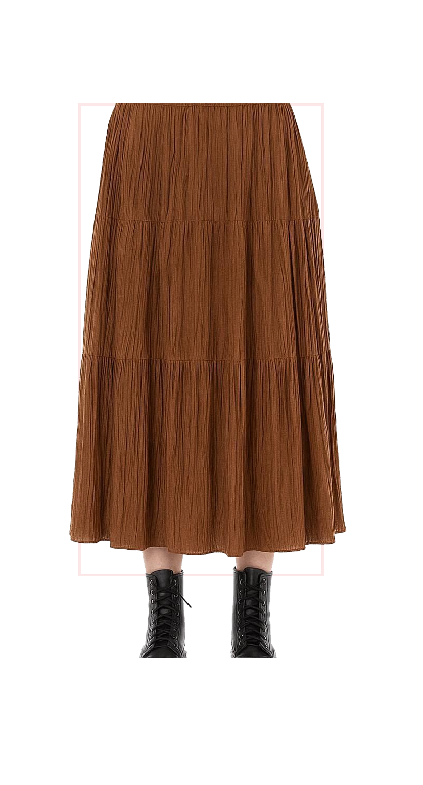 TF-7138: Tiered Crinkle Maxi Skirt