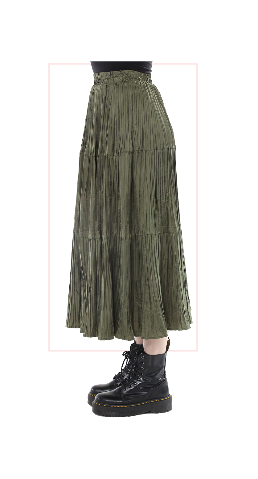 TF-7138: Tiered Crinkle Maxi Skirt