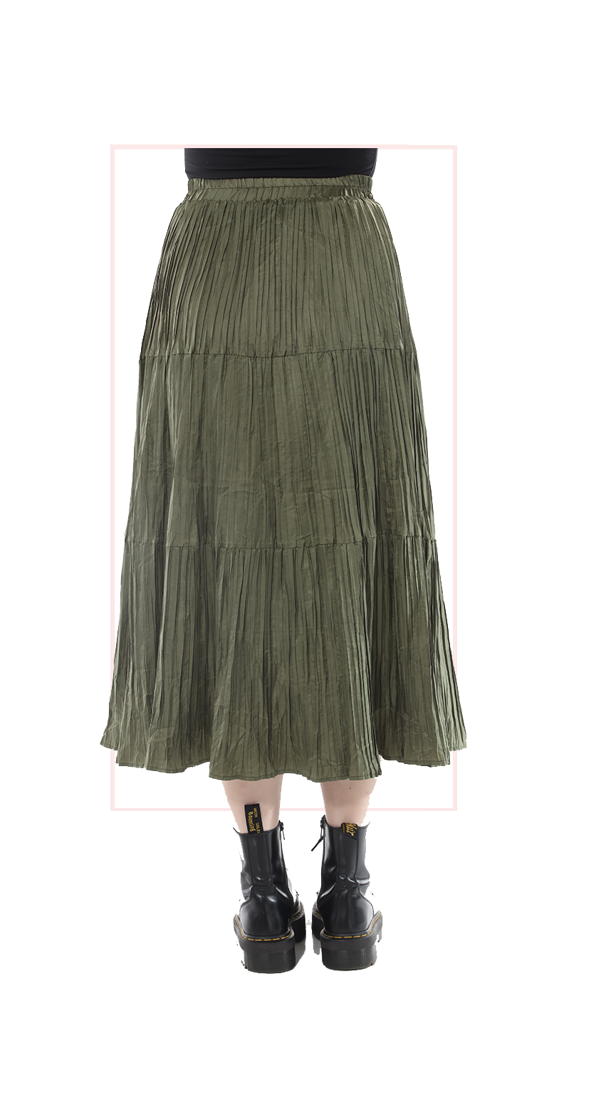 TF-7138: Tiered Crinkle Maxi Skirt