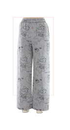 TF-7150: Doodle Print Wide-Leg Pants