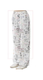 TF-7150: Doodle Print Wide-Leg Pants