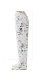 TF-7150: Doodle Print Wide-Leg Pants