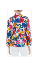 T1-4800 floral button front, long sleeve top