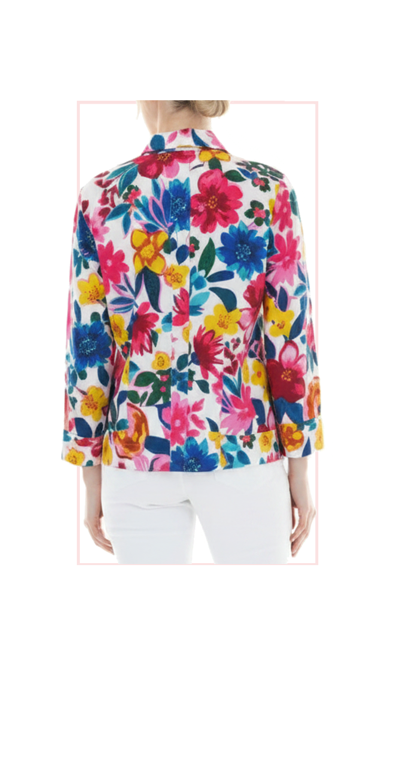 T1-4800 floral button front, long sleeve top