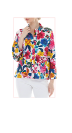 T1-4800 floral button front, long sleeve top