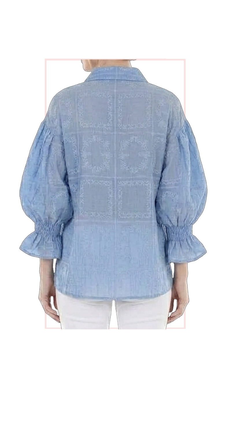 T1-4803 #1BLUE, #2BLACK :  Classic button down shirt with ruffled cuffs