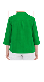 T1-4805 #1-Fuchsia, #2-Kelly Green :  Classic button down shirt with asymetrical hem