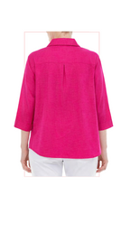 T1-4805 #1-Fuchsia, #2-Kelly Green :  Classic button down shirt with asymetrical hem