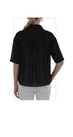 T1-4806 #1-Black :  Classic short sleeve button down top