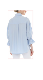 TT-4813 #1-WHITE, #2-BLUE : button down, flared sleeve top