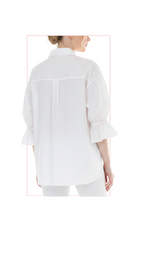 TT-4813 #1-WHITE, #2-BLUE : button down, flared sleeve top