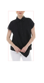 TT-4814 #1-white, #2-black : short sleeve button down top with sash