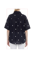 TT-4816 #1-denim :  classic short sleeve button down top