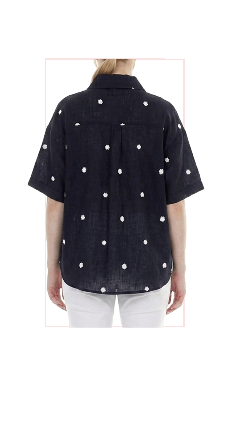 TT-4816 #1-denim :  classic short sleeve button down top