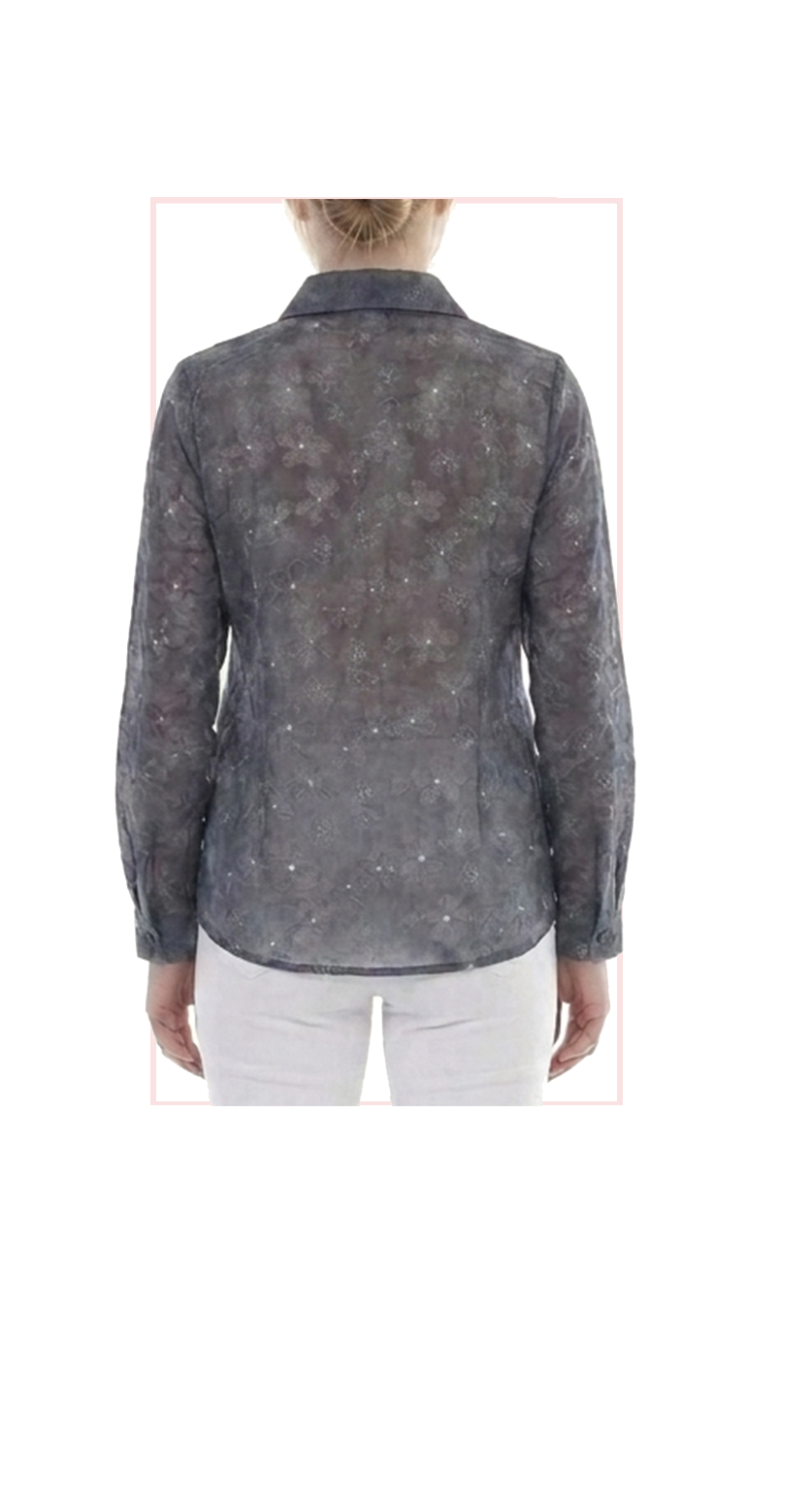 T1-4820 #1-pewter :  sheer button down top