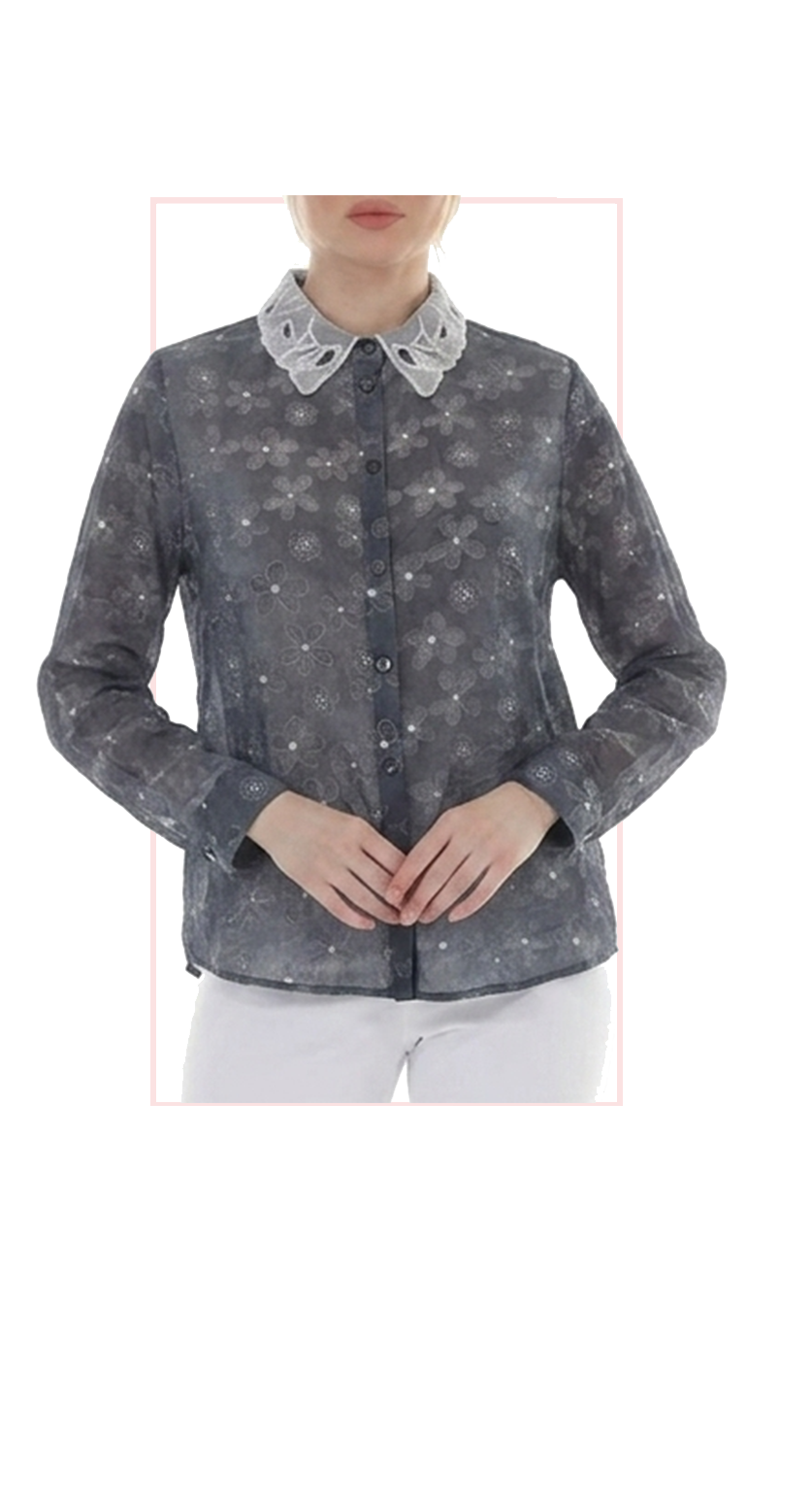 T1-4820 #1-pewter :  sheer button down top