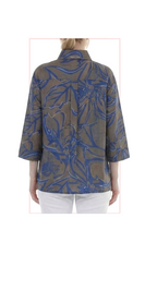 T1-4821 #1-blue :  wired collar, button down top