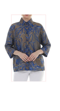 T1-4821 #1-blue :  wired collar, button down top