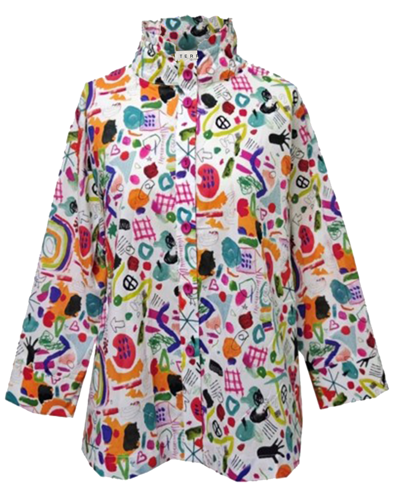 T1-4826  #1-journey  :  3/4 sleeve wired collar button down top