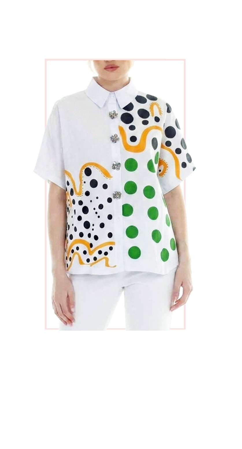 TF-4830 #1-dots :  classic short-sleeve button down top