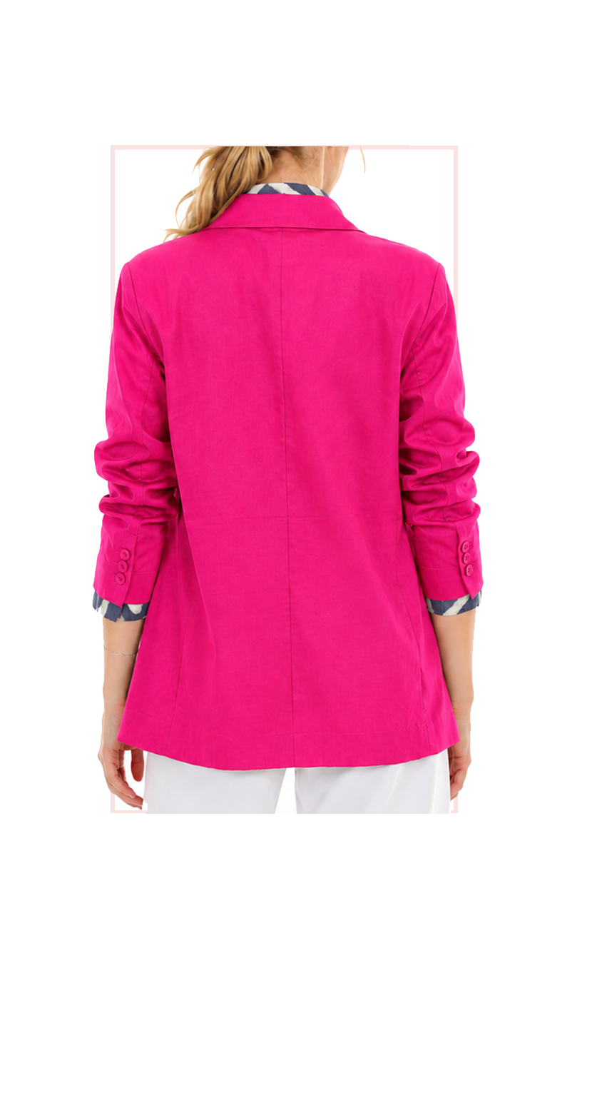 T1-4835 #1-FUCHSIA, #2-KELLY GREEN :  jacket with classic lapel