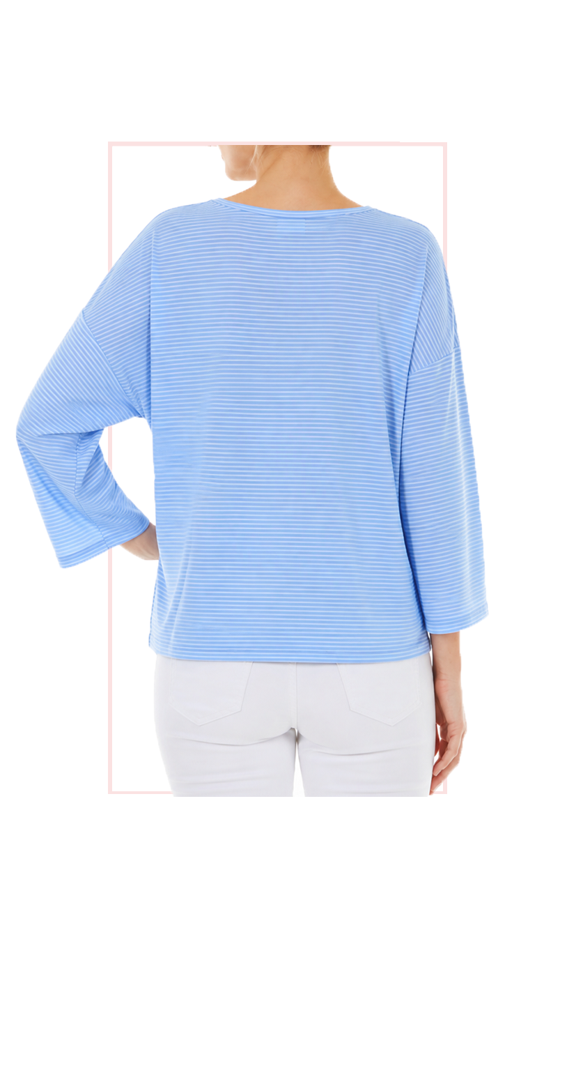 T1-5805  #1-blue :  Relaxed fit striped shirt