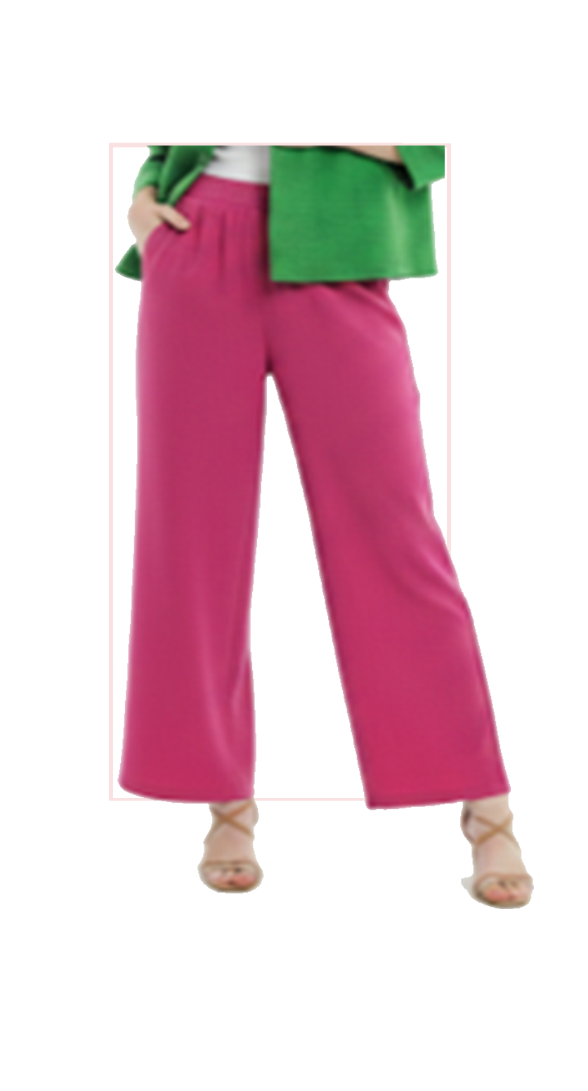 T1-7160 #1-fuchsia, #2-kelly green :  wide leg pants