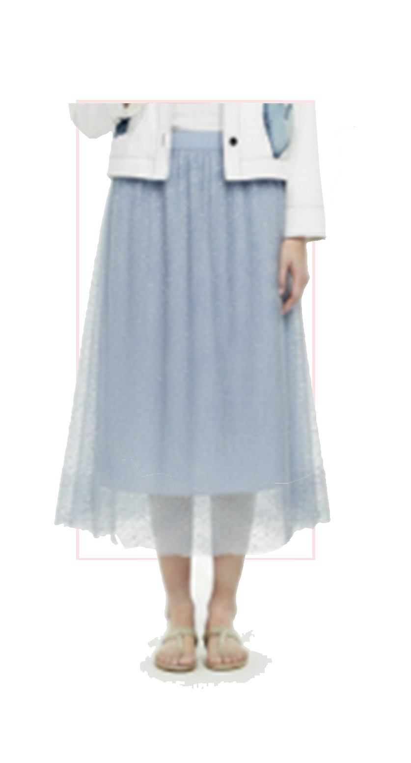 T1-7161  #1-blue, #2-black :  versatile midi skirt