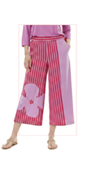 T1-7164 #1-pink, #2-blue : cropped pants with fun print