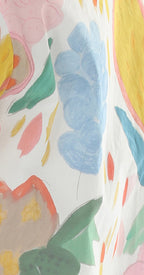 T4658 3/4 SLEEVE BUTTONDOWN BLOUSE WITH STAND-UP COLLAR AND COLORFUL PRINT