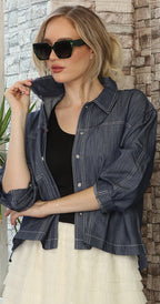 T4686 WOMENS DENIM BUTTON FRONT JACKET