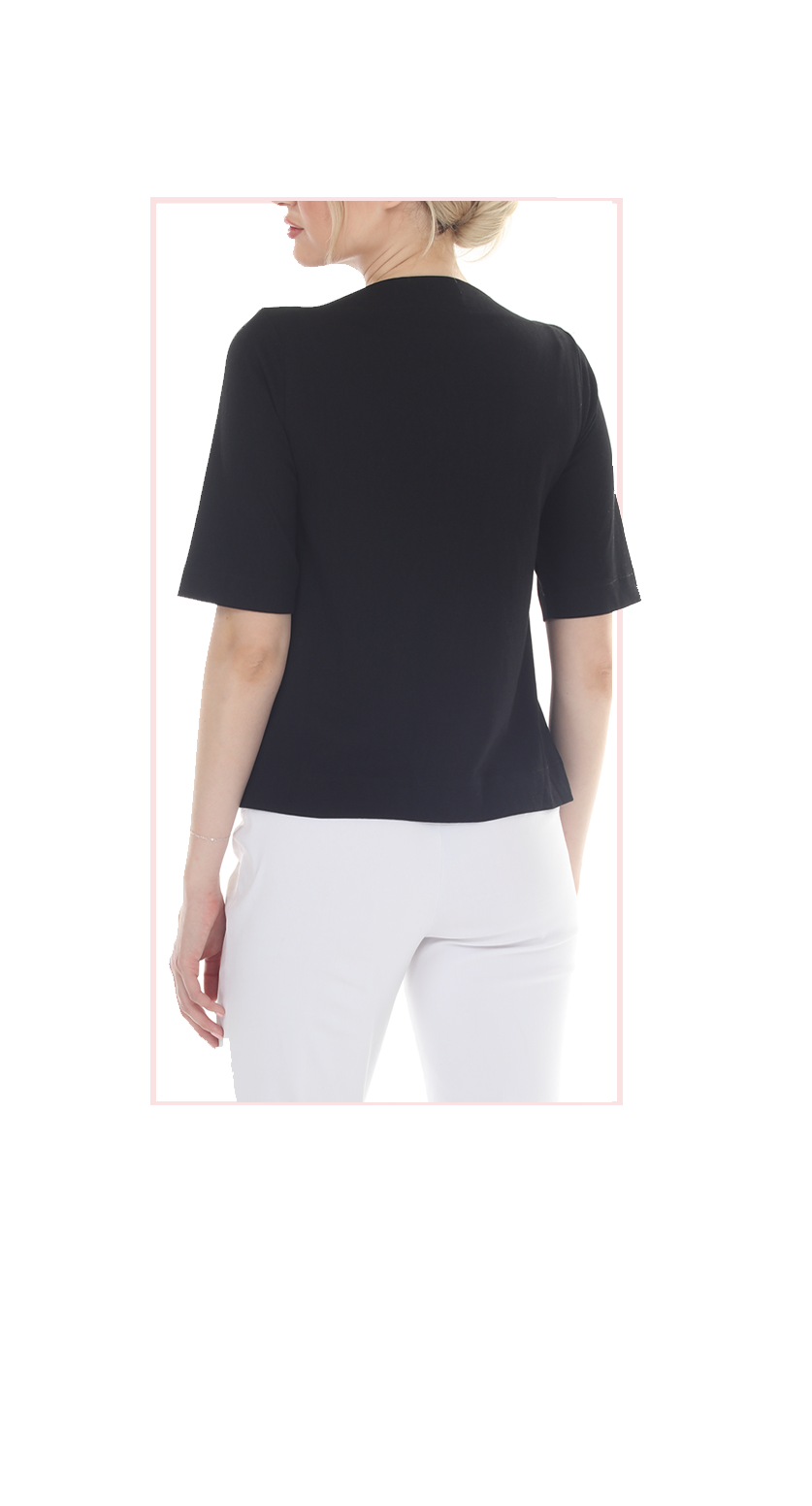 T5605  WOMENS MEDIUM LENGTH BOAT NECK TOP WITH ELBOW LENGTH SLEEVES