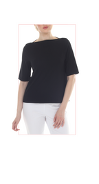 T5605  WOMENS MEDIUM LENGTH BOAT NECK TOP WITH ELBOW LENGTH SLEEVES