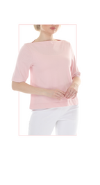 T5605  WOMENS MEDIUM LENGTH BOAT NECK TOP WITH ELBOW LENGTH SLEEVES