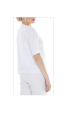 T5605  WOMENS MEDIUM LENGTH BOAT NECK TOP WITH ELBOW LENGTH SLEEVES
