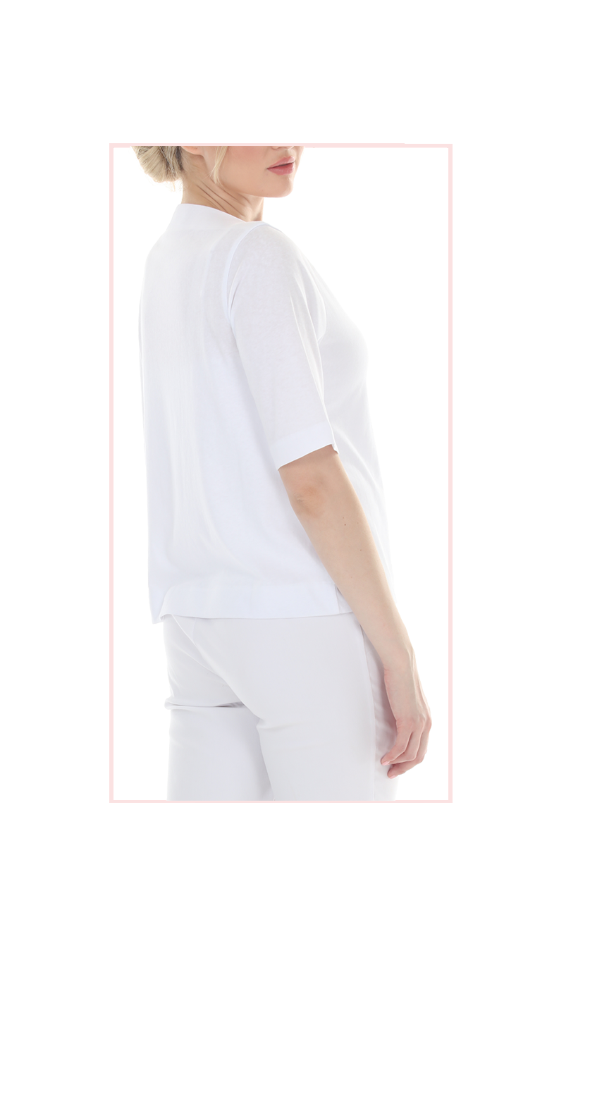 T5605  WOMENS MEDIUM LENGTH BOAT NECK TOP WITH ELBOW LENGTH SLEEVES