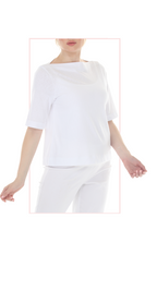 T5605  WOMENS MEDIUM LENGTH BOAT NECK TOP WITH ELBOW LENGTH SLEEVES