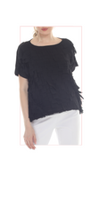 T5621 BLACK SHORT SLEEVE PULLOVER TOP WITH BOAT NECK