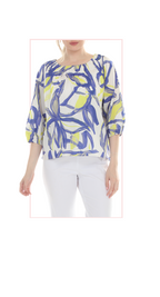 T5623 3/4 sleeve round neck blouse with seasonal print