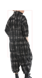 TF-4716: Women's Plaid Half-Zip Top & Relaxed-Fit Pants Set
