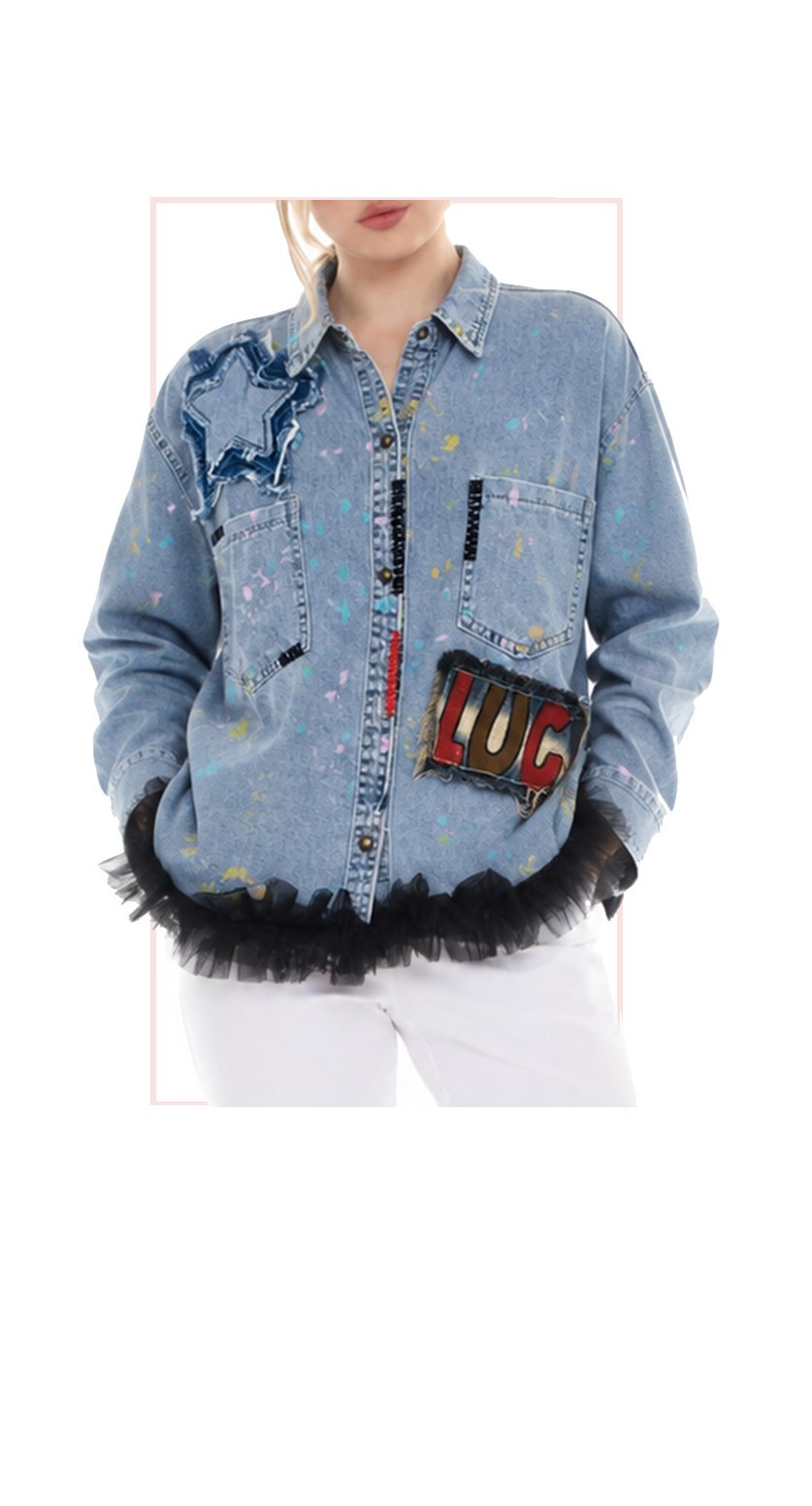 TT-4847 #1-lucky star :  denim jacket