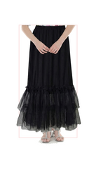 TT-7163 #1-soft white, #2-black : maxi skirt with ruffled hem