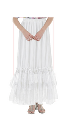 TT-7163 #1-soft white, #2-black : maxi skirt with ruffled hem
