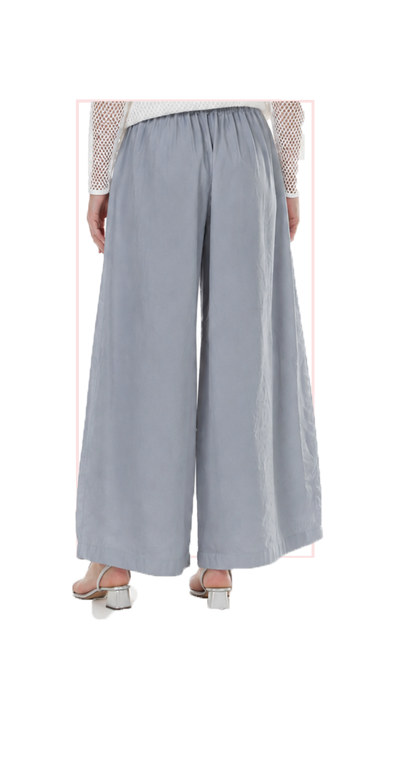 TT-7171  #1-white, #2-blue, #3-black :  wide leg pants with drawstring waist